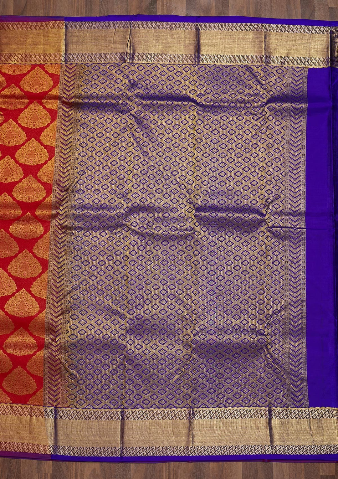 Red Zariwork Pure Silk Saree-Koskii