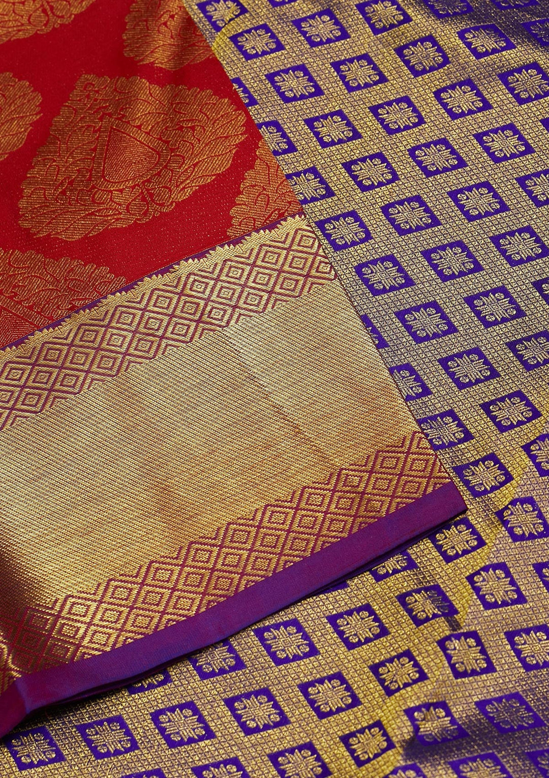 Red Zariwork Pure Silk Saree-Koskii