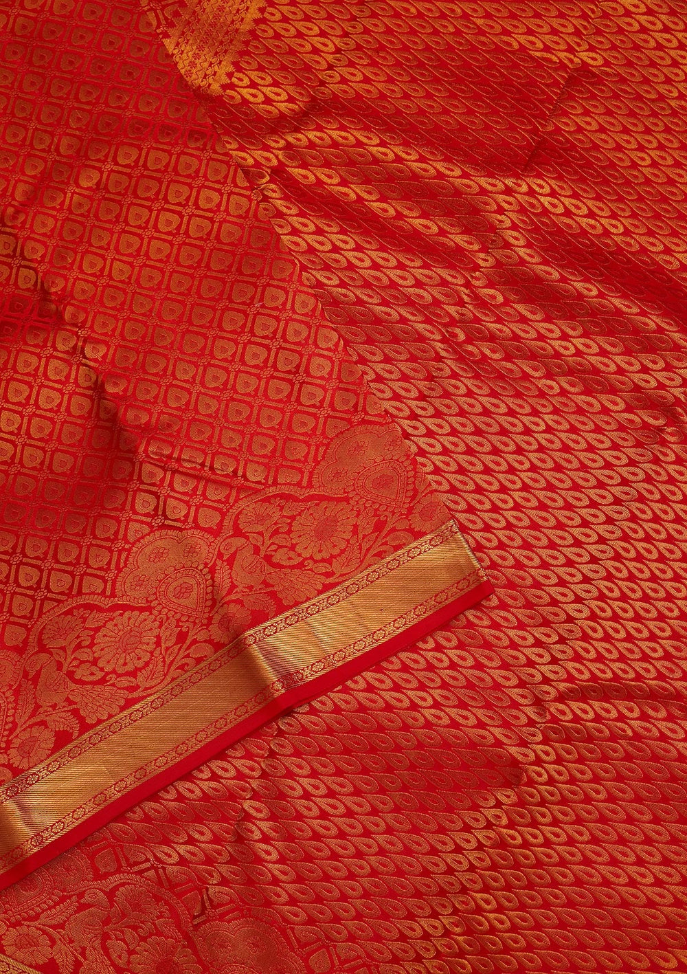 Red Zariwork Pure Silk Saree-Koskii