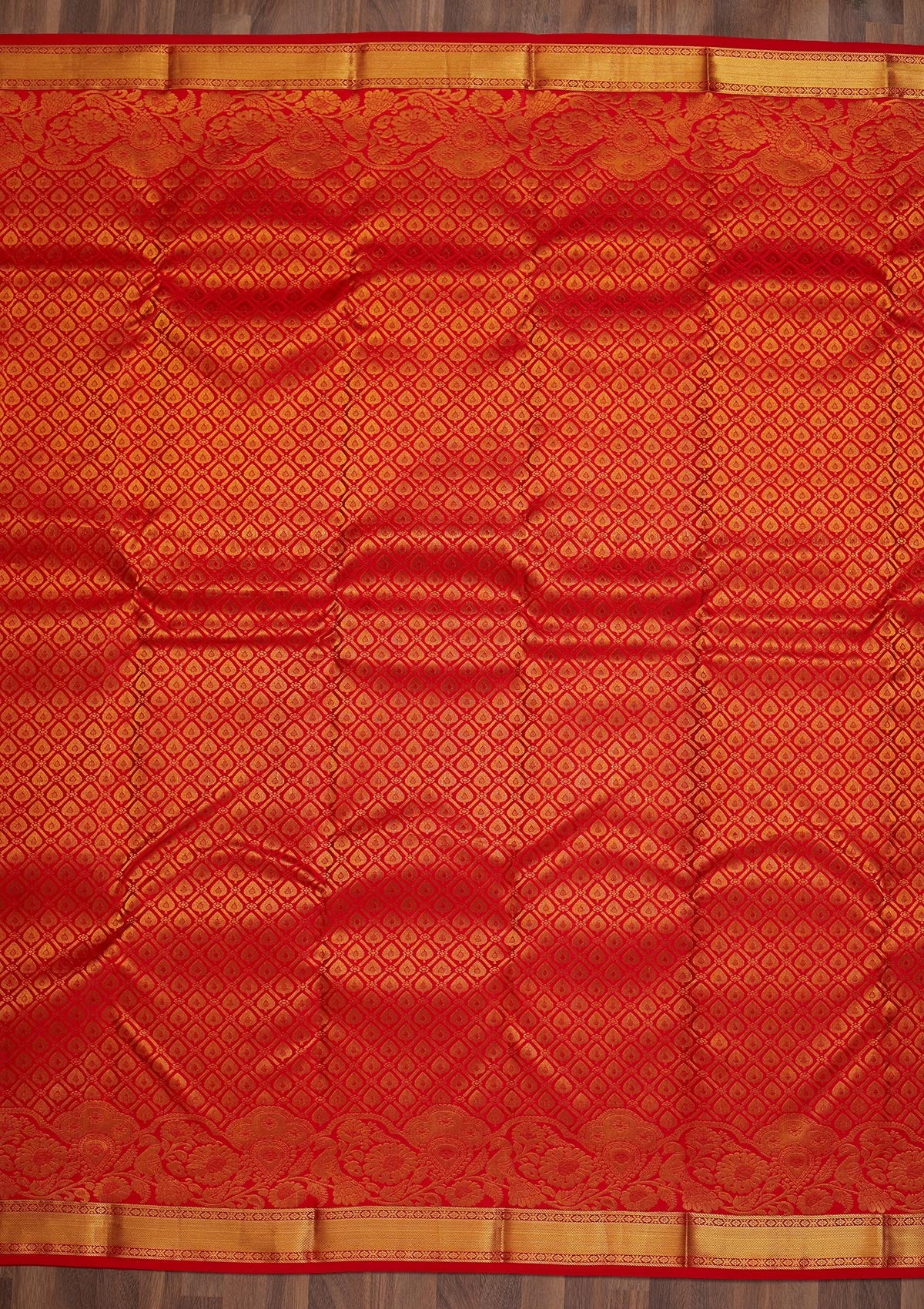 Red Zariwork Pure Silk Saree-Koskii