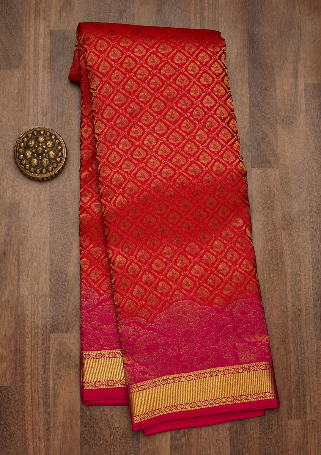 Red Zariwork Pure Silk Saree-Koskii