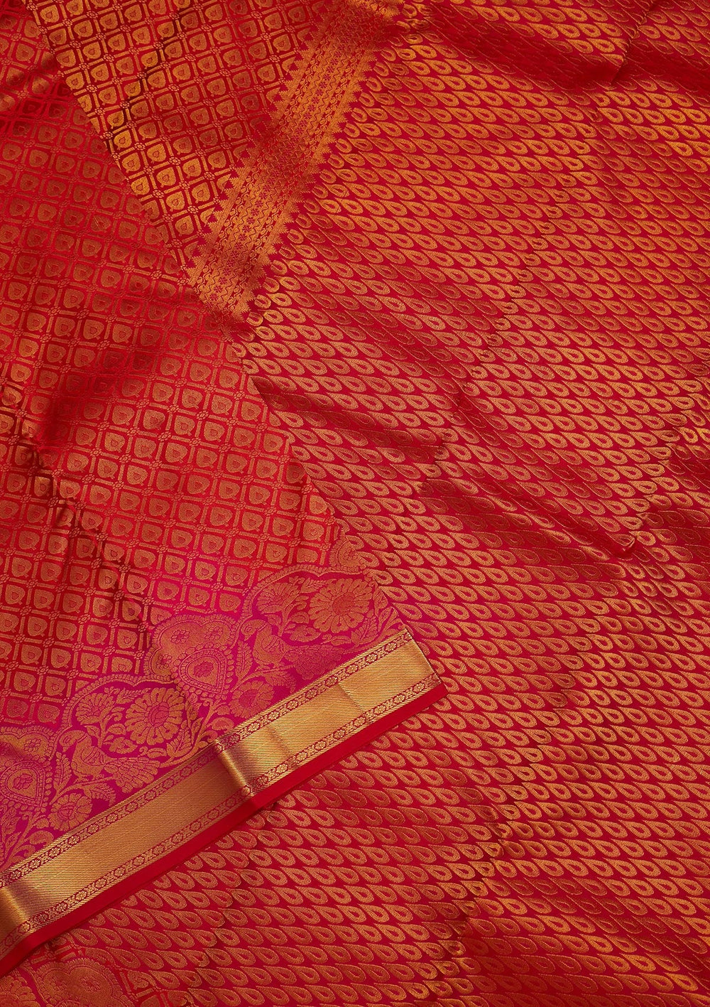 Red Zariwork Pure Silk Saree-Koskii