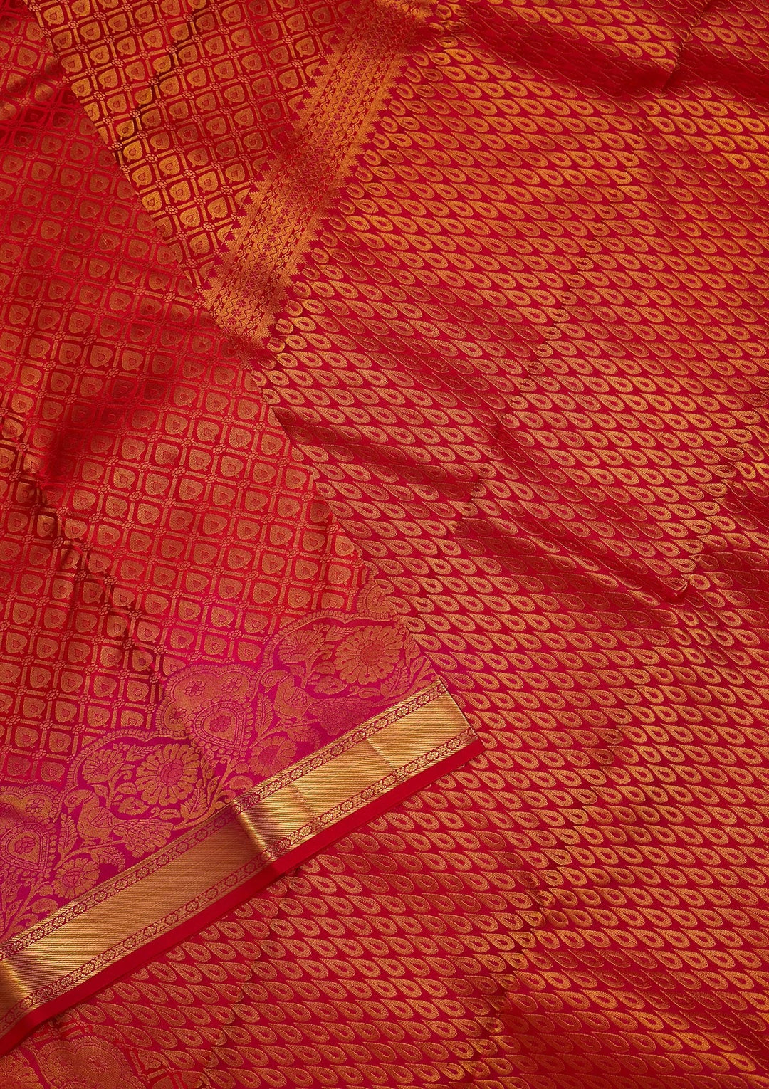 Red Zariwork Pure Silk Saree-Koskii