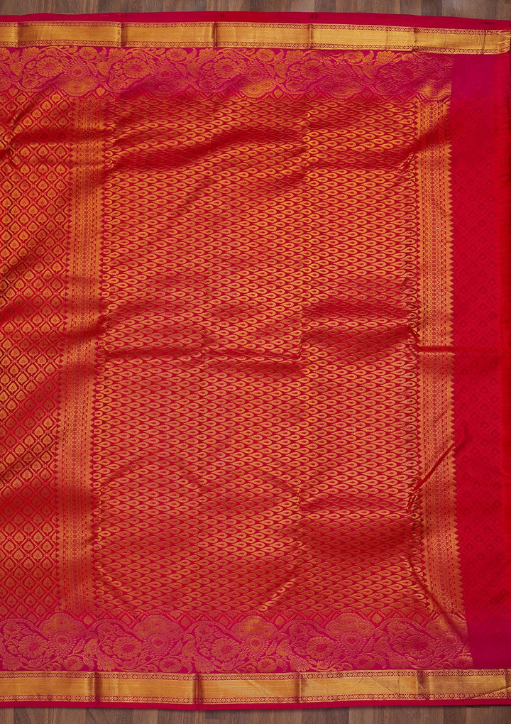Red Zariwork Pure Silk Saree-Koskii