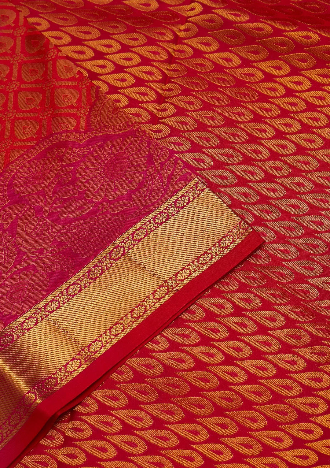Red Zariwork Pure Silk Saree-Koskii