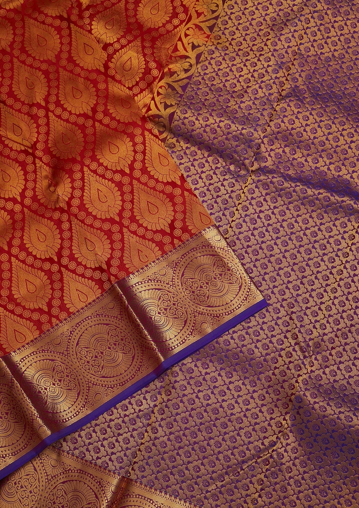 Red Zariwork Pure Silk Saree-Koskii