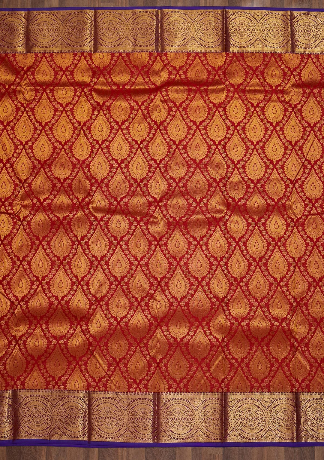 Red Zariwork Pure Silk Saree-Koskii