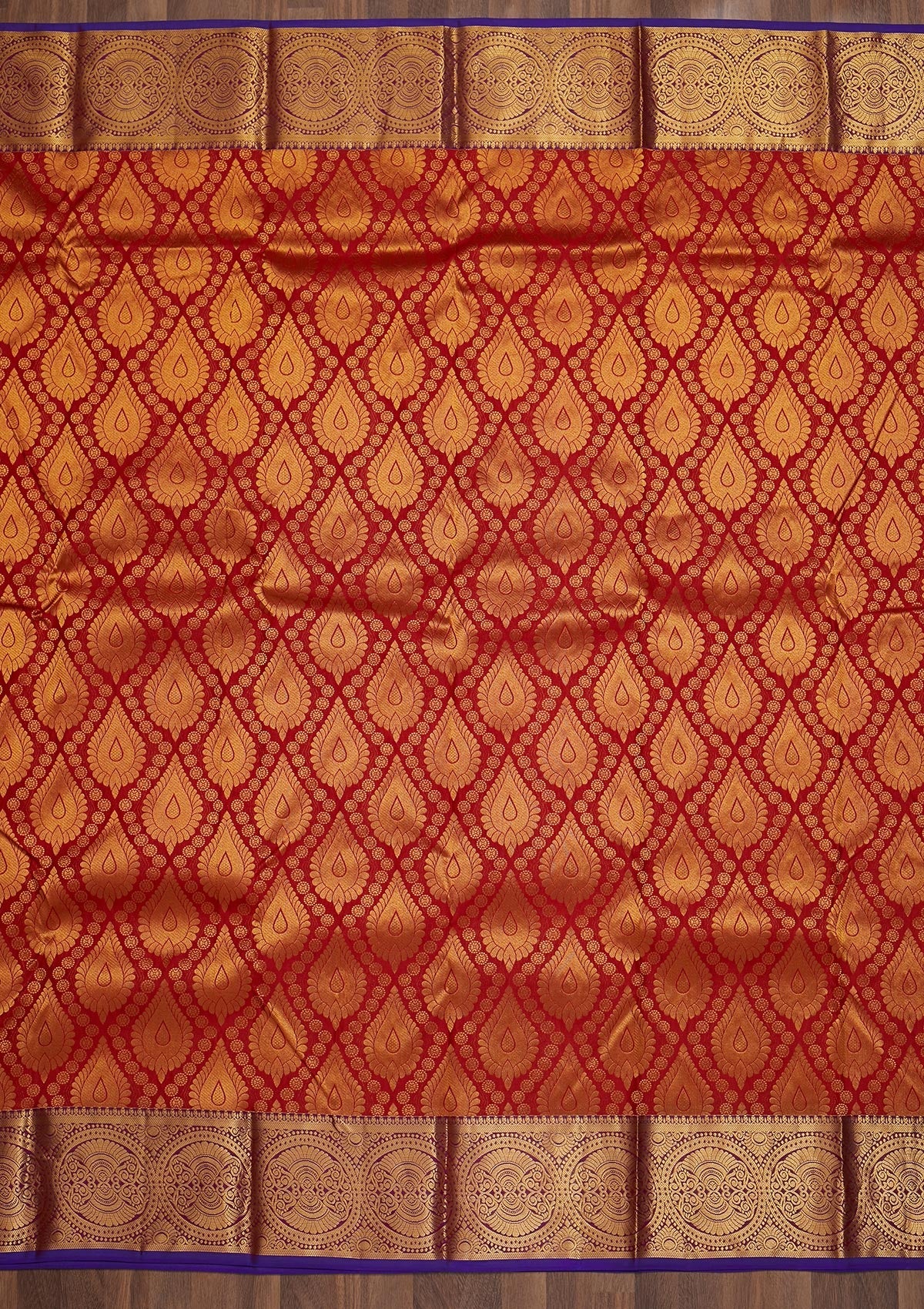 Red Zariwork Pure Silk Saree-Koskii