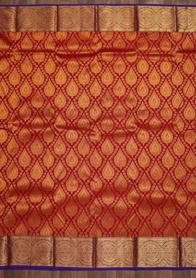 Red Zariwork Pure Silk Saree-Koskii