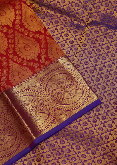 Red Zariwork Pure Silk Saree-Koskii