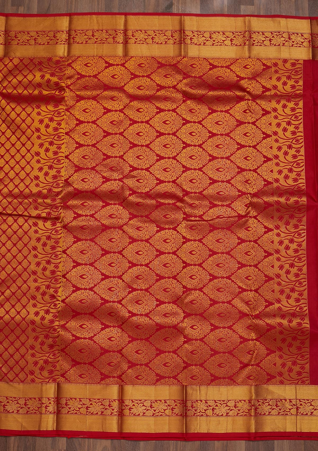 Red Zariwork Pure Silk Saree-Koskii