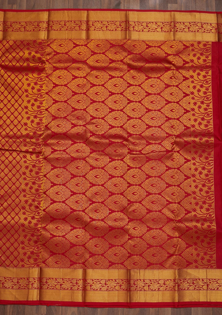 Red Zariwork Pure Silk Saree-Koskii