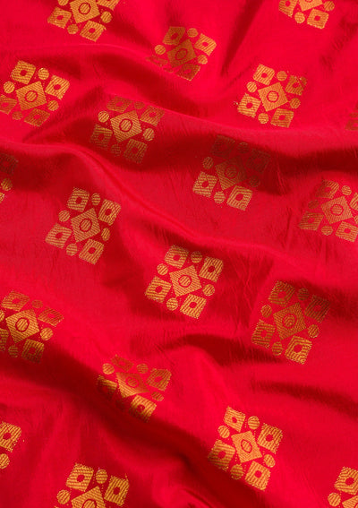 Red Zariwork Raw Silk Dupatta-Koskii