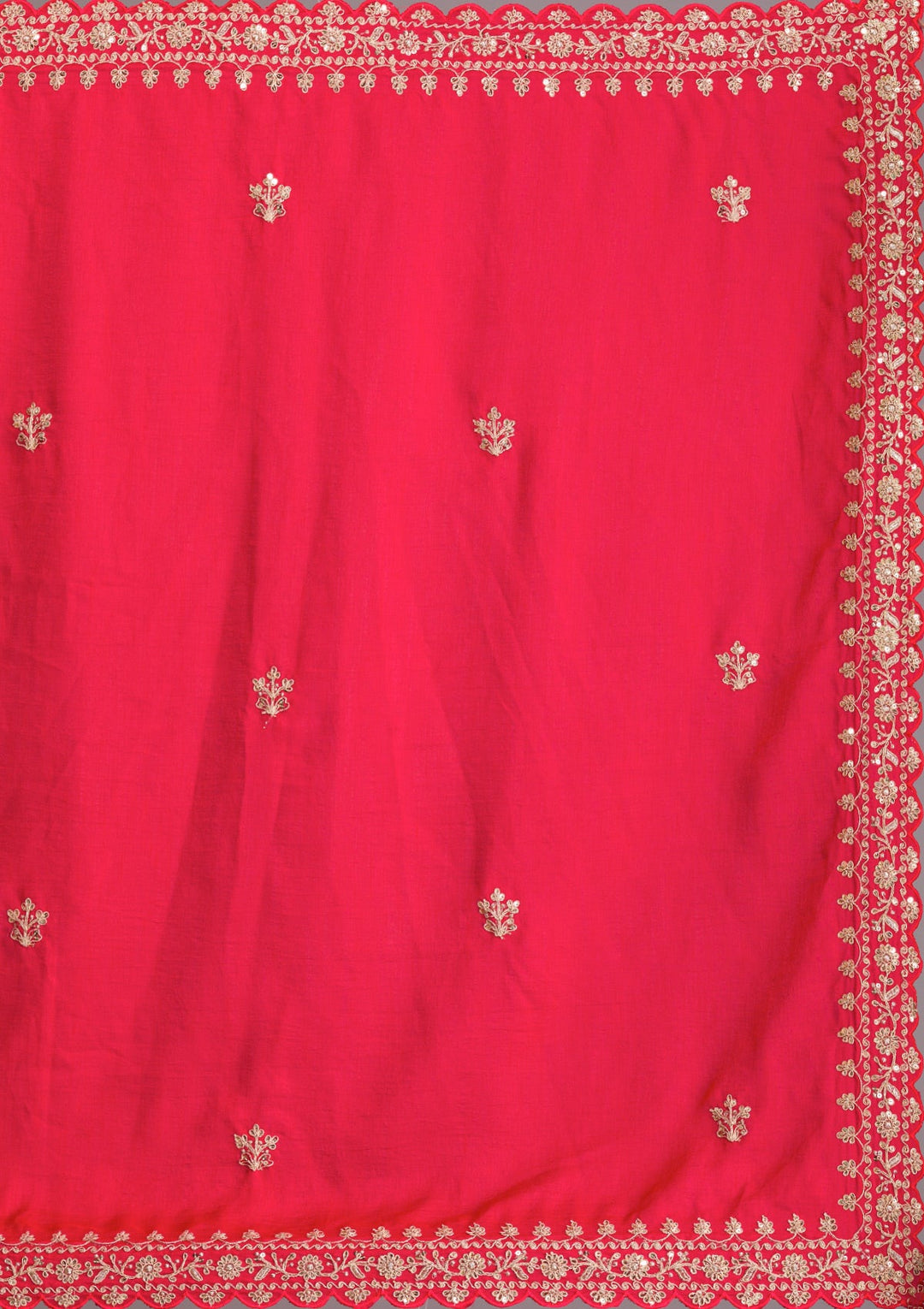Red Zariwork Raw Silk Saree-Koskii