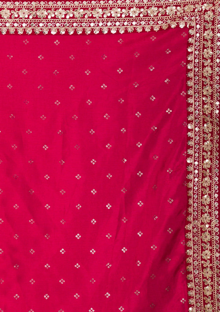 Red Zariwork Raw Silk Saree-Koskii