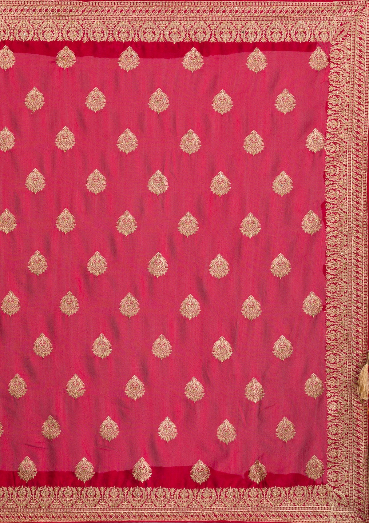 Red Zariwork Semi Crepe Saree-Koskii