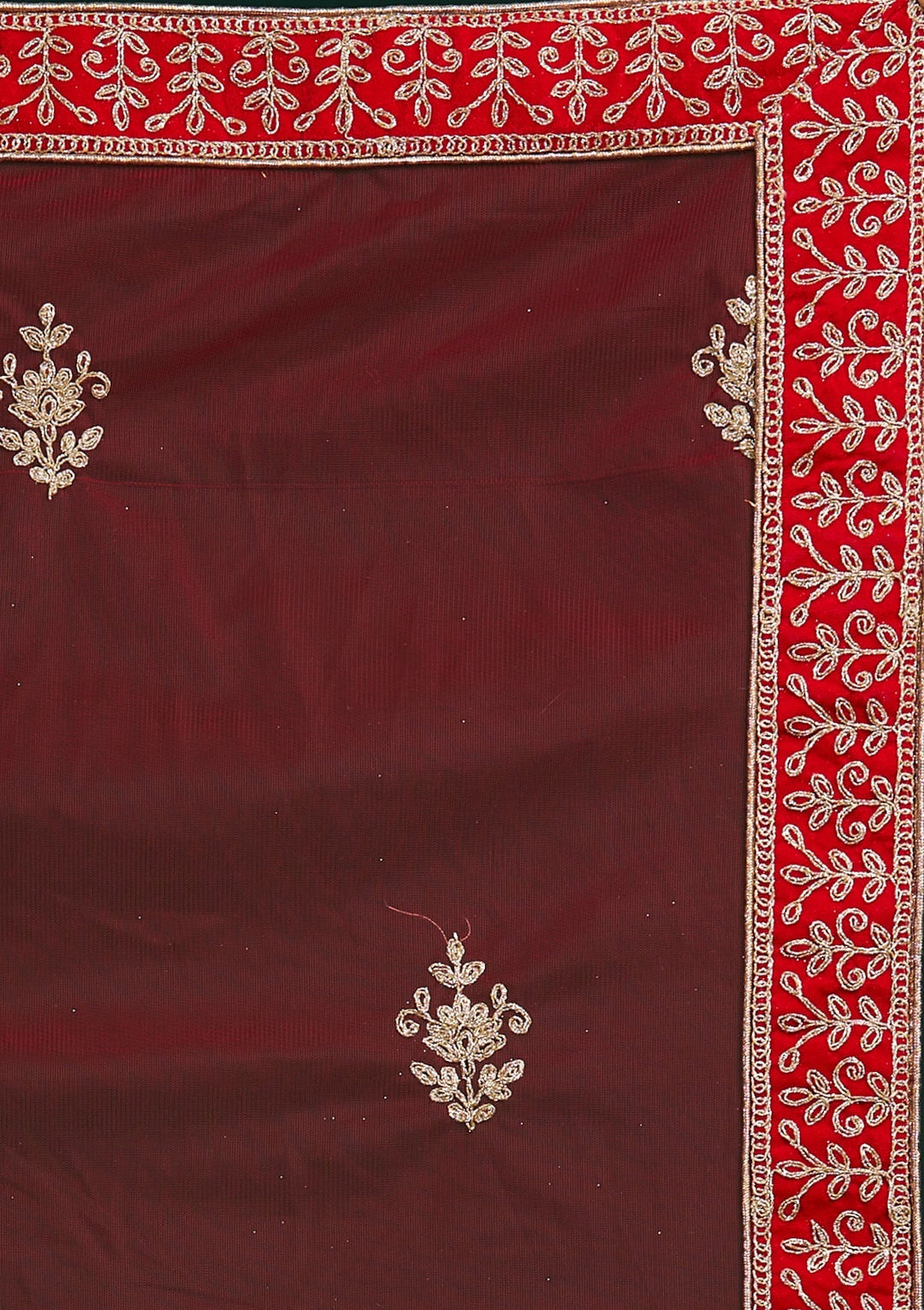 Red Zariwork Velvet Designer Lehenga-Koskii