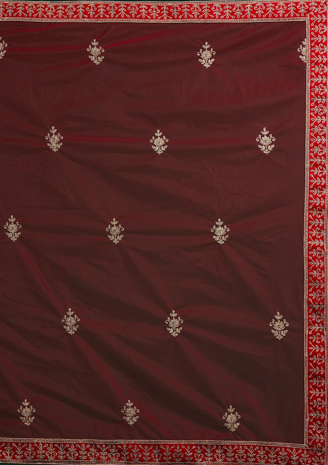 Red Zariwork Velvet Designer Lehenga-Koskii
