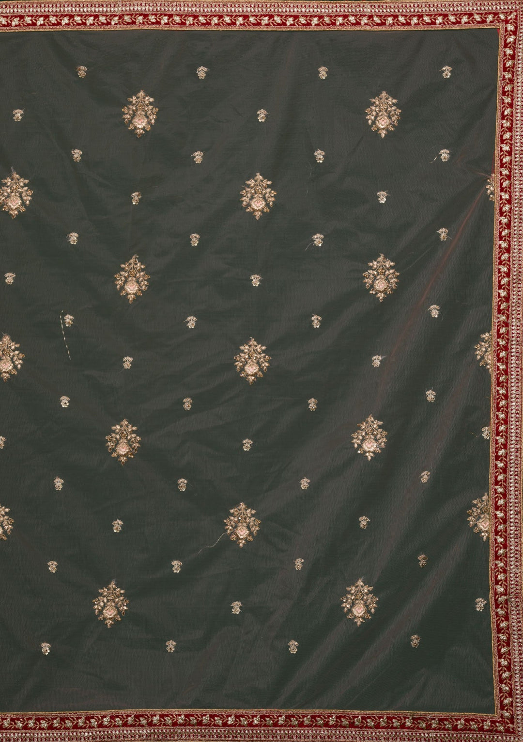 Red Zariwork Velvet Lehenga-koskii