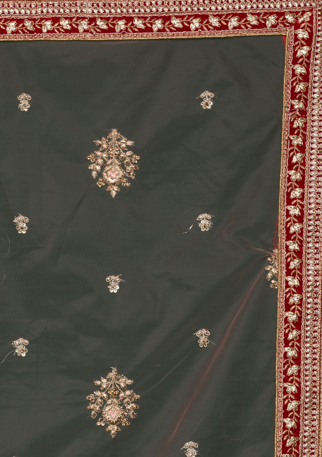 Red Zariwork Velvet Lehenga-koskii