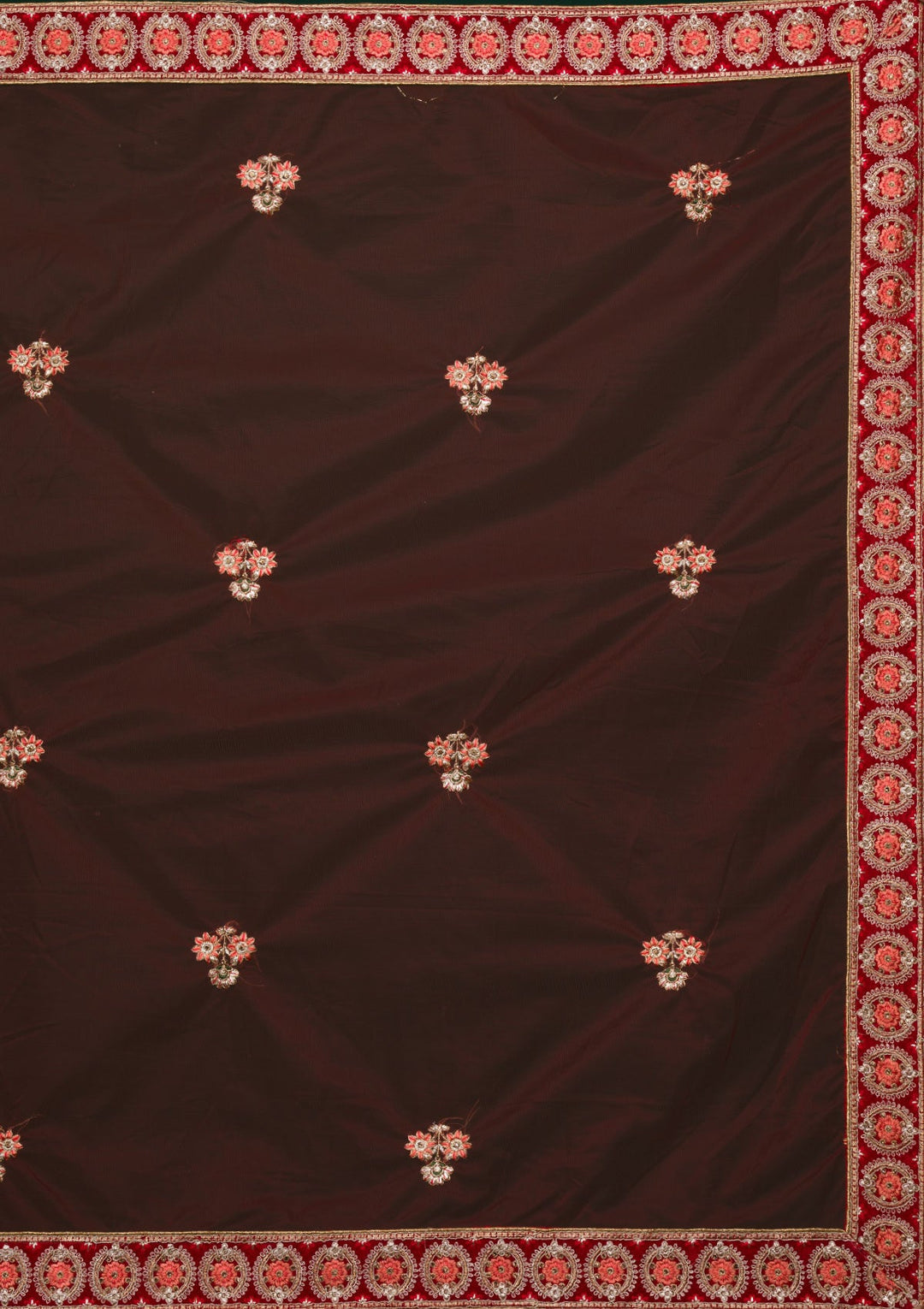 Red Zariwork Velvet Lehenga-koskii