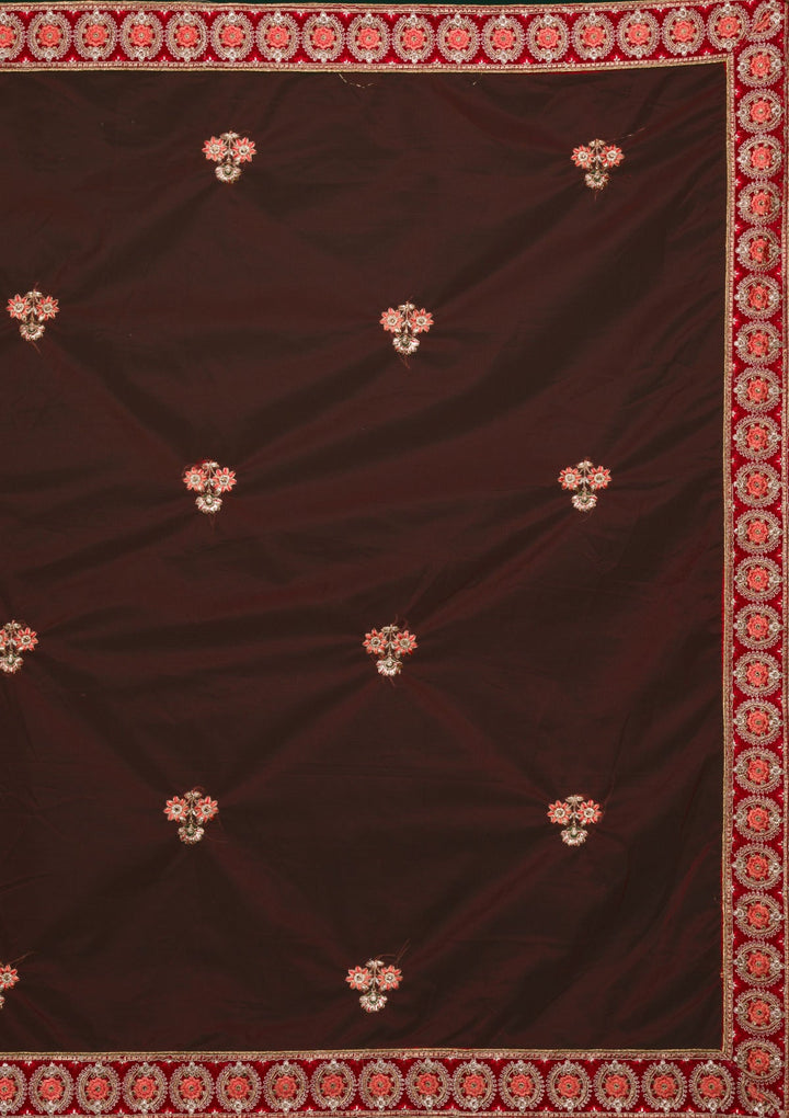 Red Zariwork Velvet Lehenga-koskii