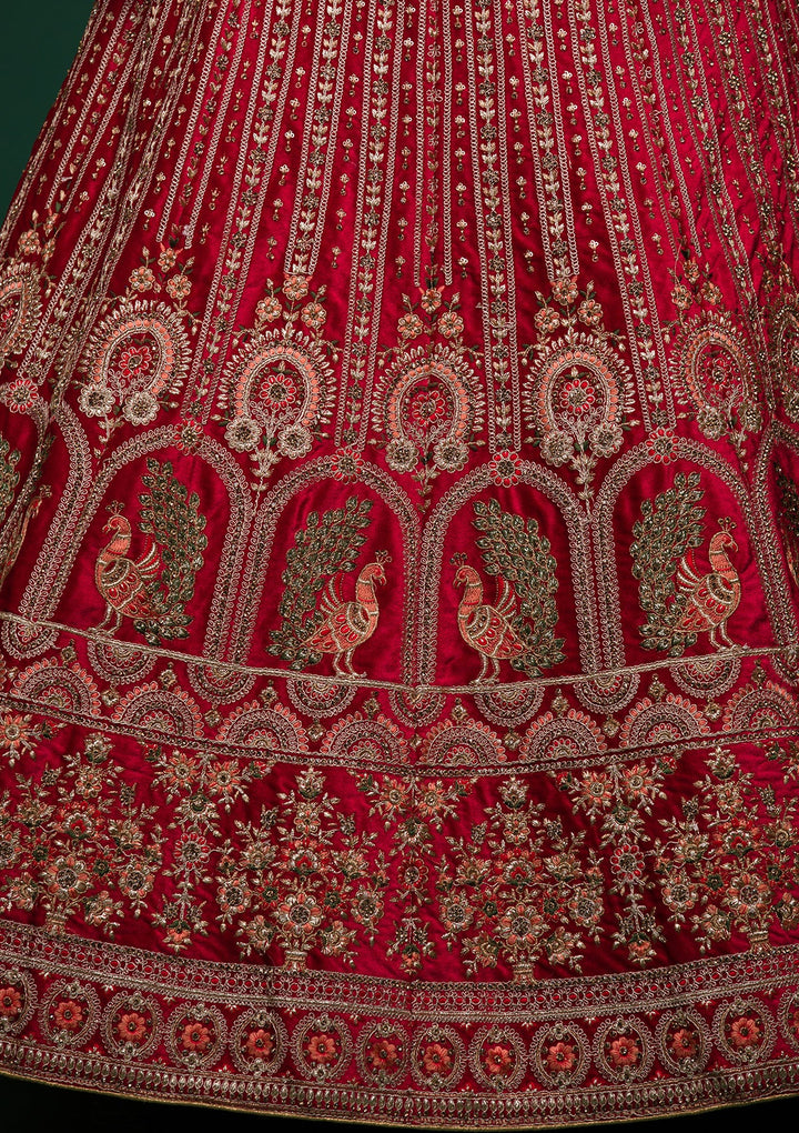 Red Zariwork Velvet Lehenga-koskii