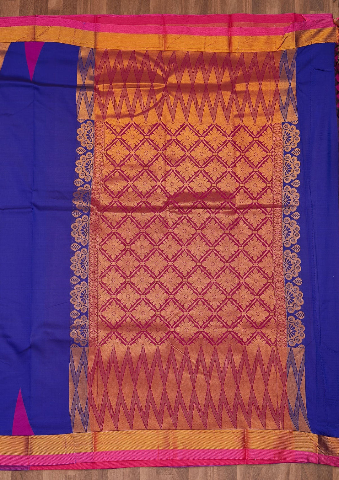 Royal Blue Zariwork Art Silk Designer Saree - Koskii