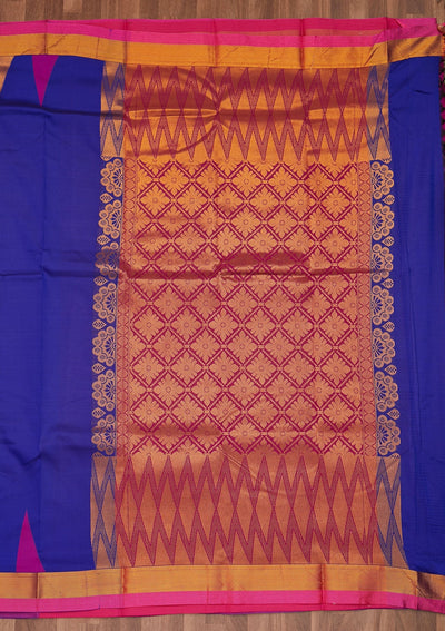 Royal Blue Zariwork Art Silk Designer Saree - Koskii