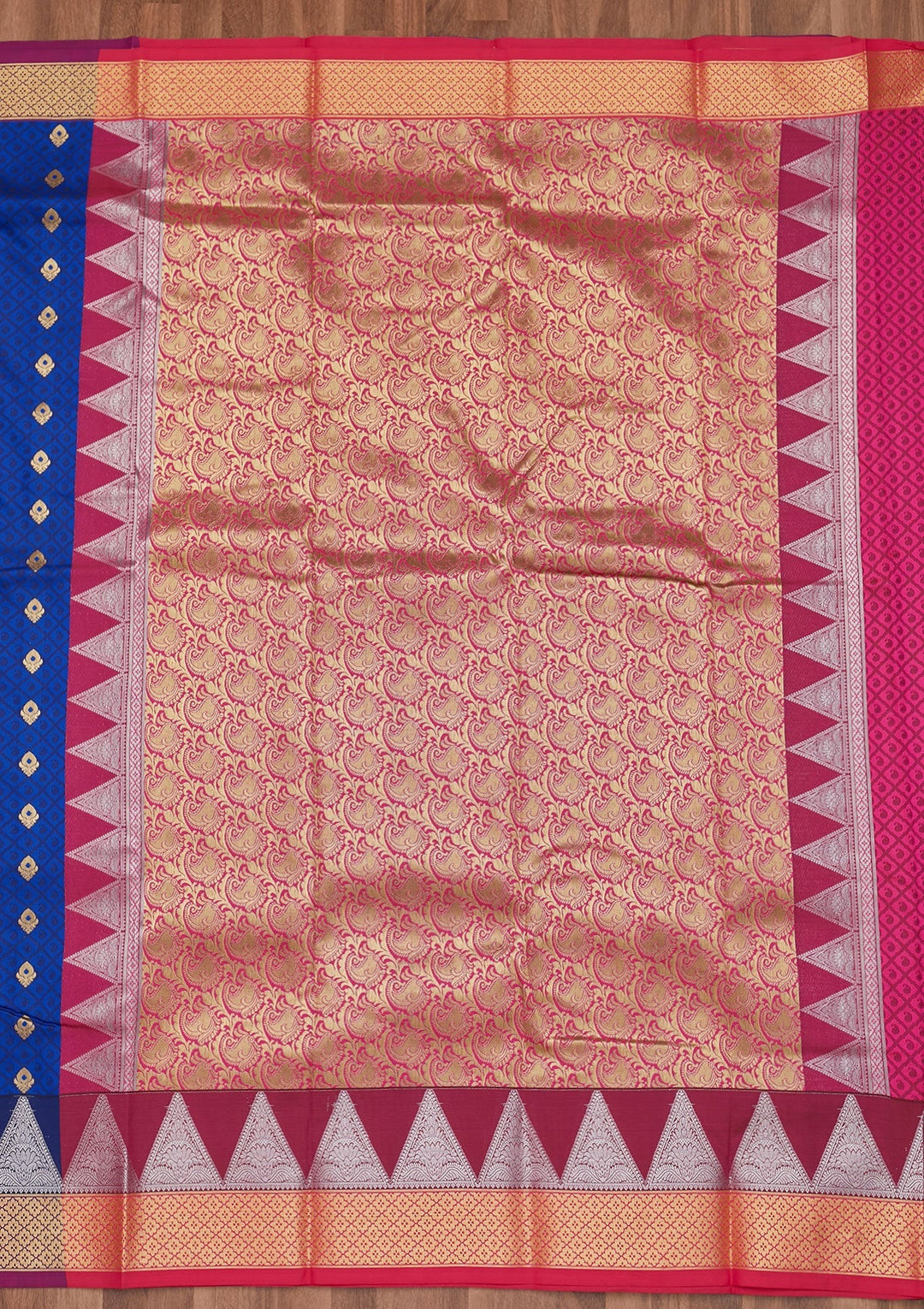 Royal Blue Zariwork Art Silk Designer Saree - Koskii