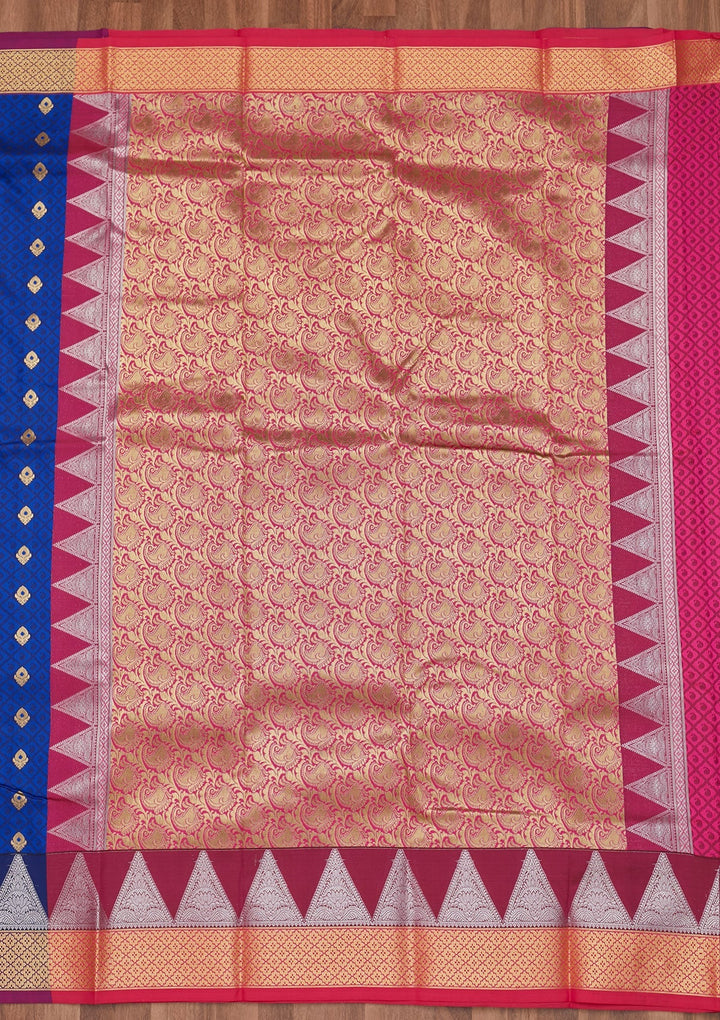 Royal Blue Zariwork Art Silk Designer Saree - Koskii