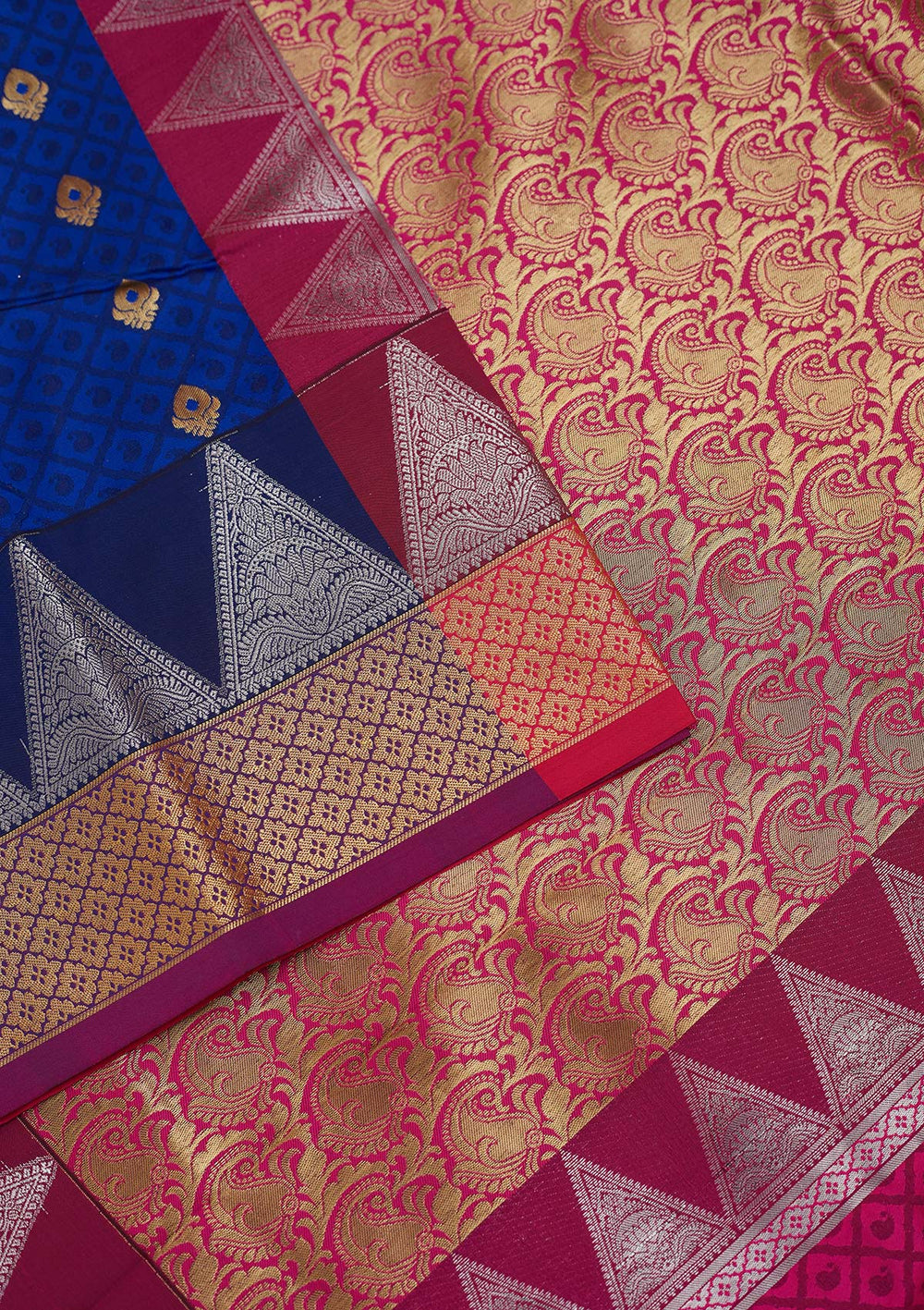 Royal Blue Zariwork Art Silk Designer Saree - Koskii