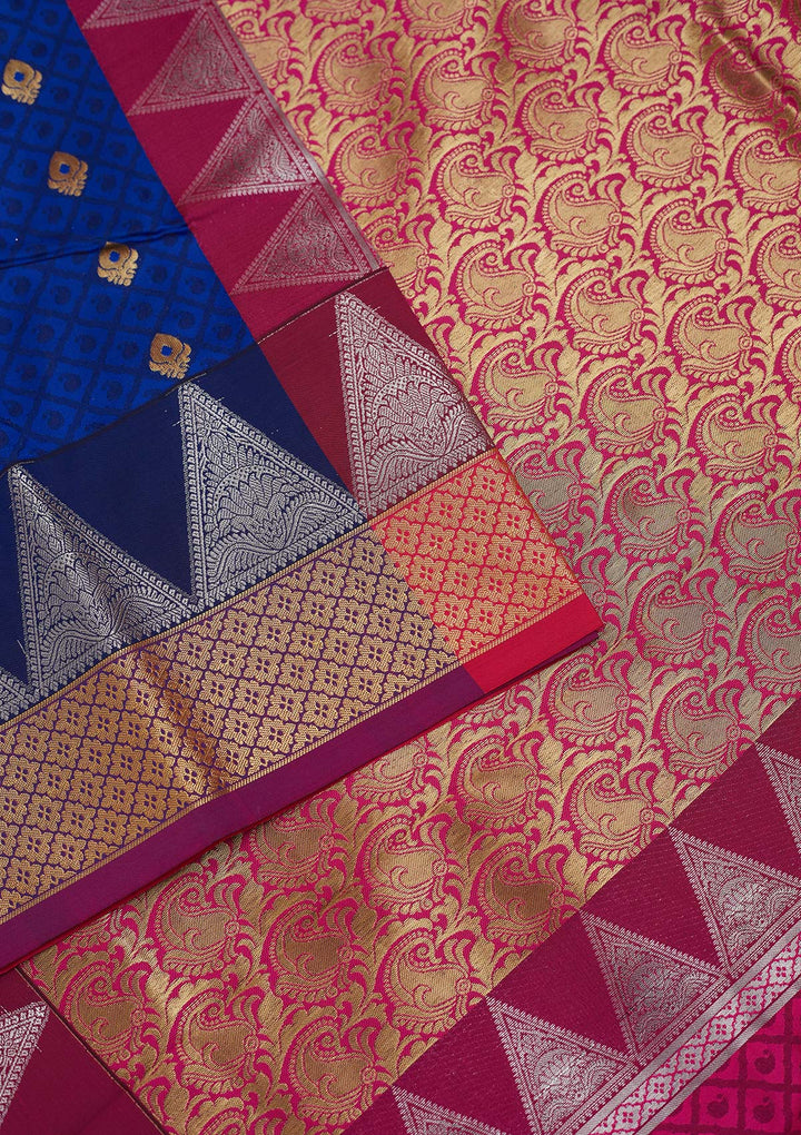 Royal Blue Zariwork Art Silk Designer Saree - Koskii