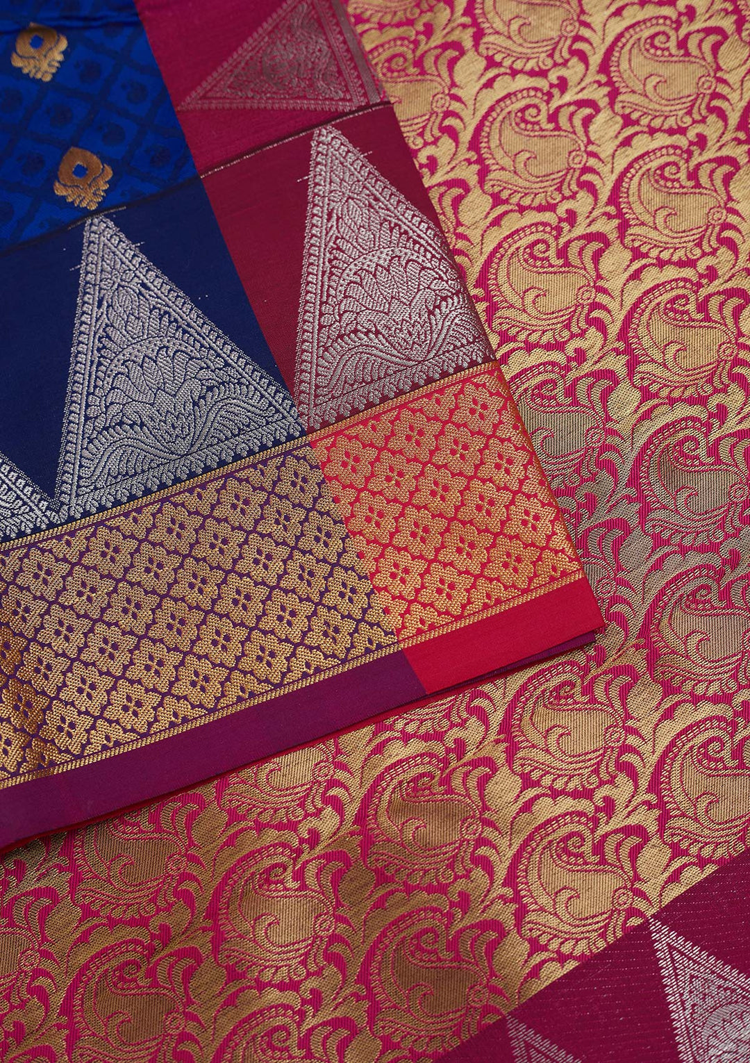 Royal Blue Zariwork Art Silk Designer Saree - Koskii