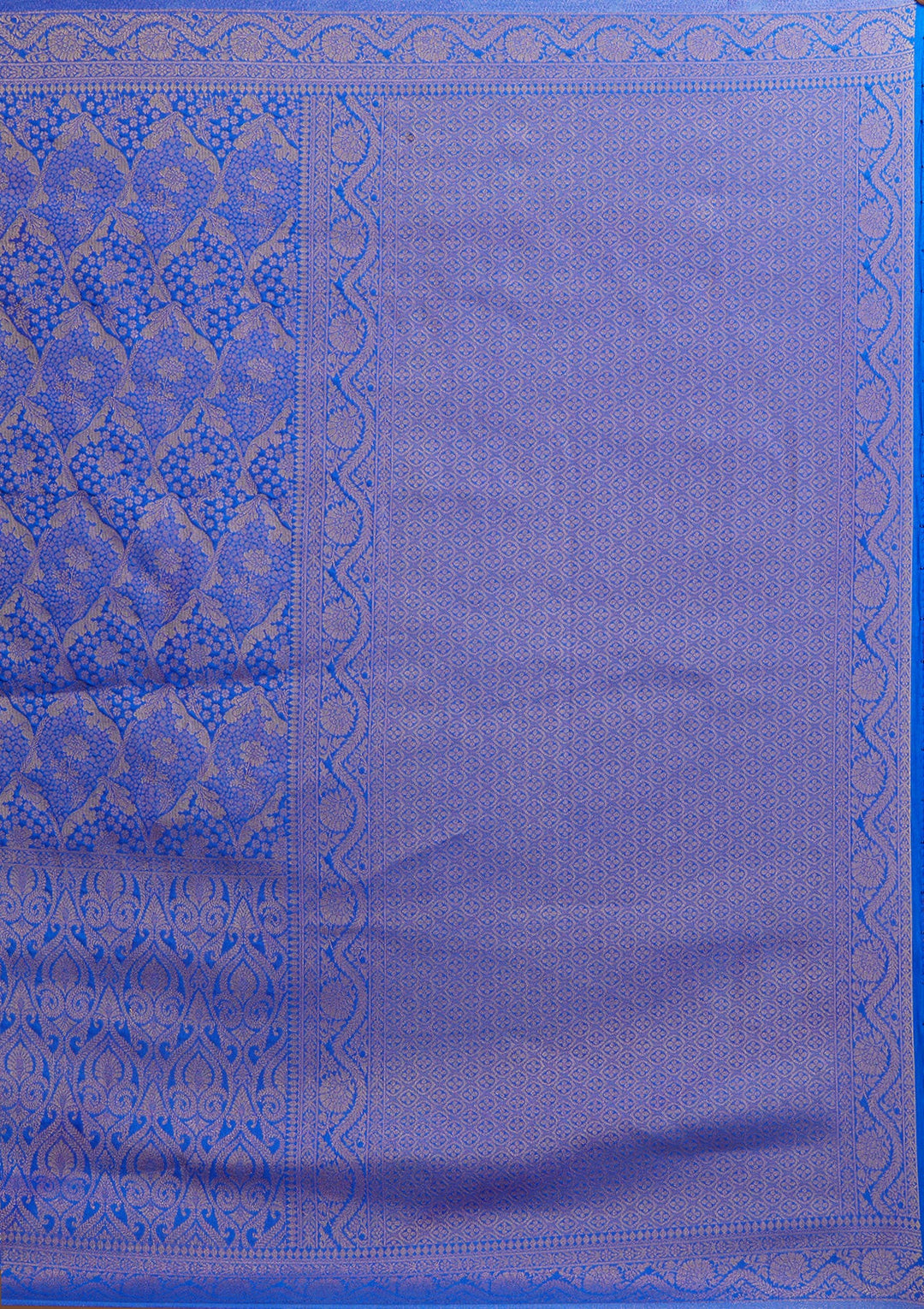 Royal Blue Zariwork Art Silk Saree-Koskii