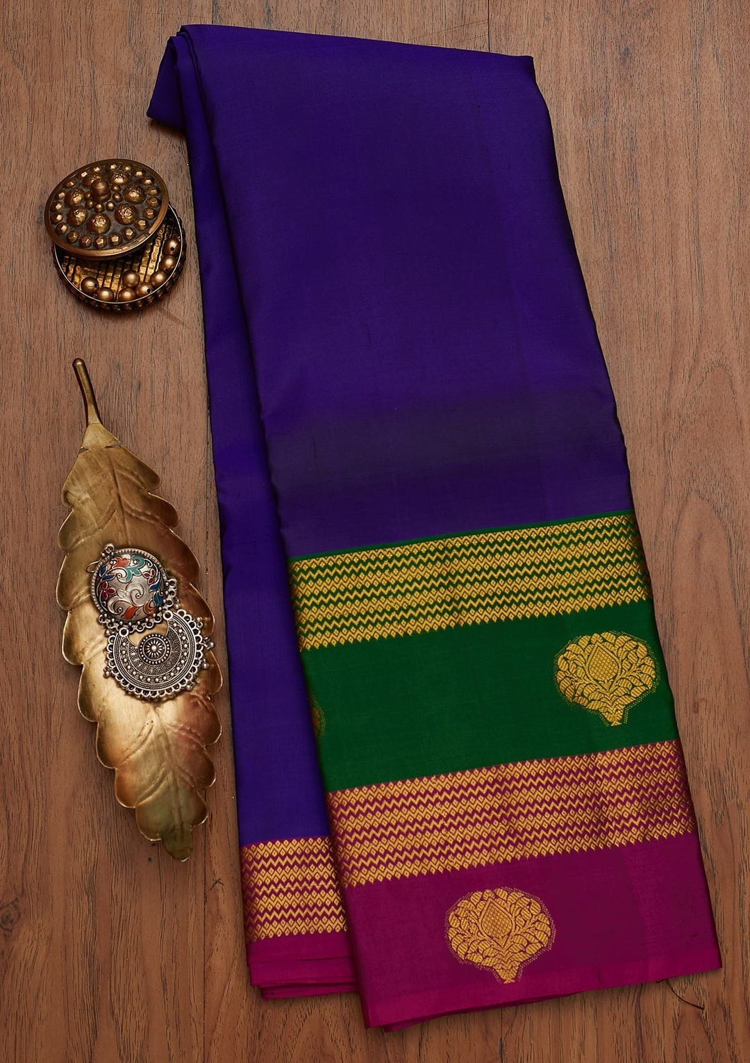 Royal Blue Zariwork Pure Silk Designer Saree - koskii