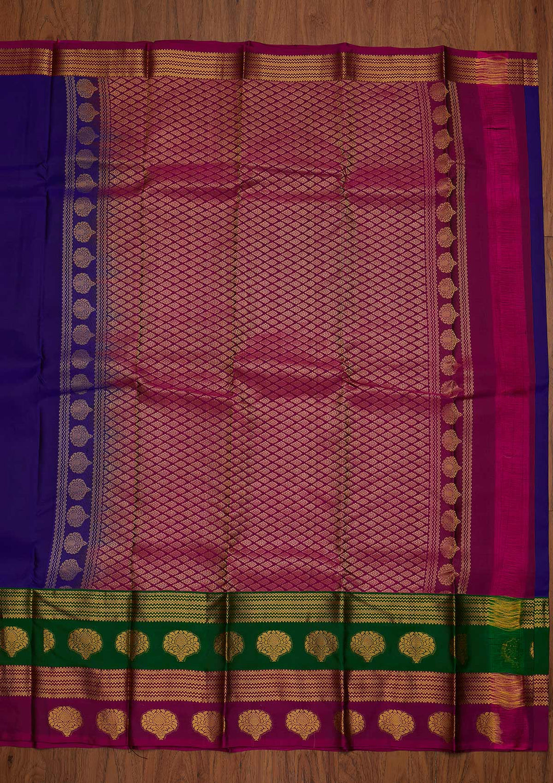 Royal Blue Zariwork Pure Silk Designer Saree - koskii