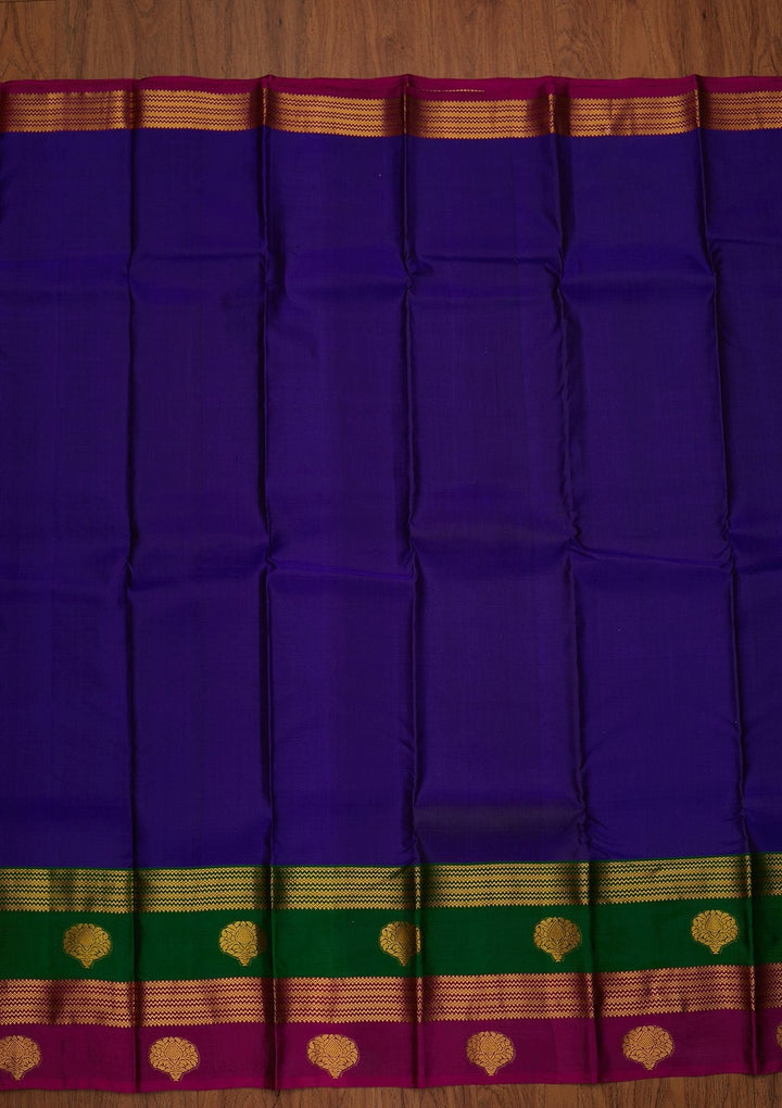Royal Blue Zariwork Pure Silk Designer Saree - koskii