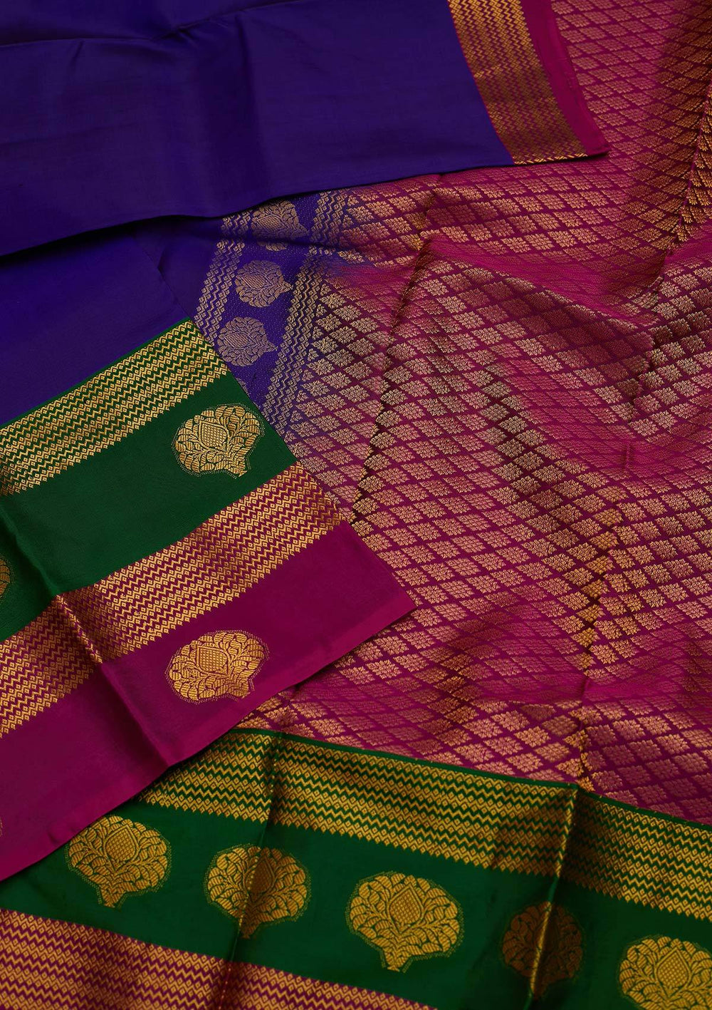 Royal Blue Zariwork Pure Silk Designer Saree - koskii