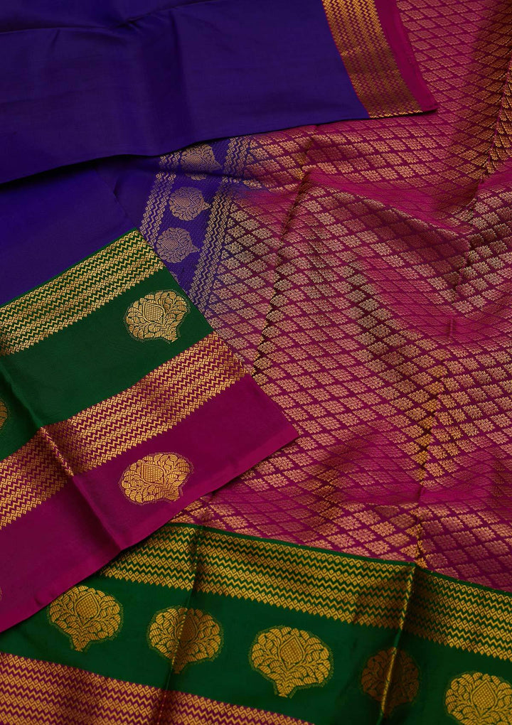 Royal Blue Zariwork Pure Silk Designer Saree - koskii