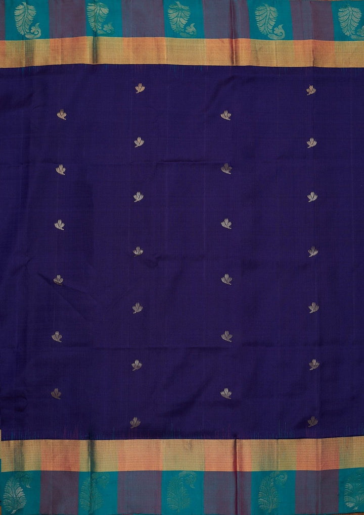 Royal Blue Zariwork Pure Silk Designer Saree - koskii