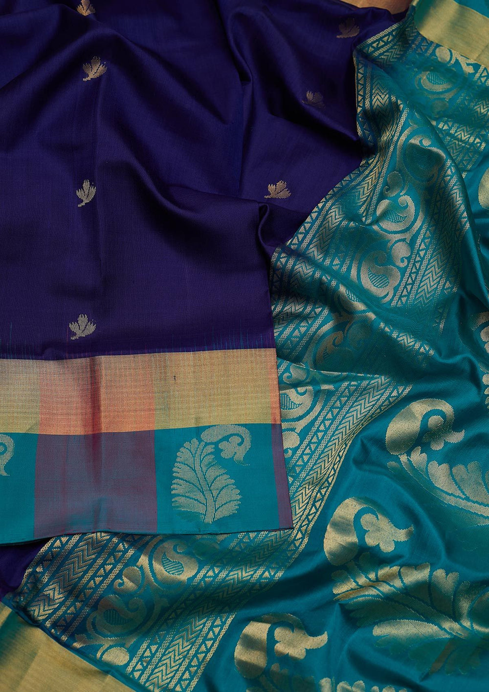 Royal Blue Zariwork Pure Silk Designer Saree - koskii