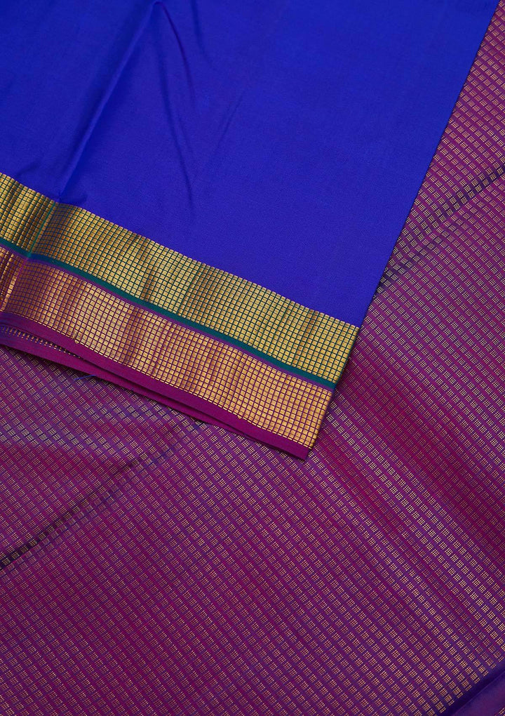 Royal Blue Zariwork Pure Silk Designer Unstitched Saree - Koskii