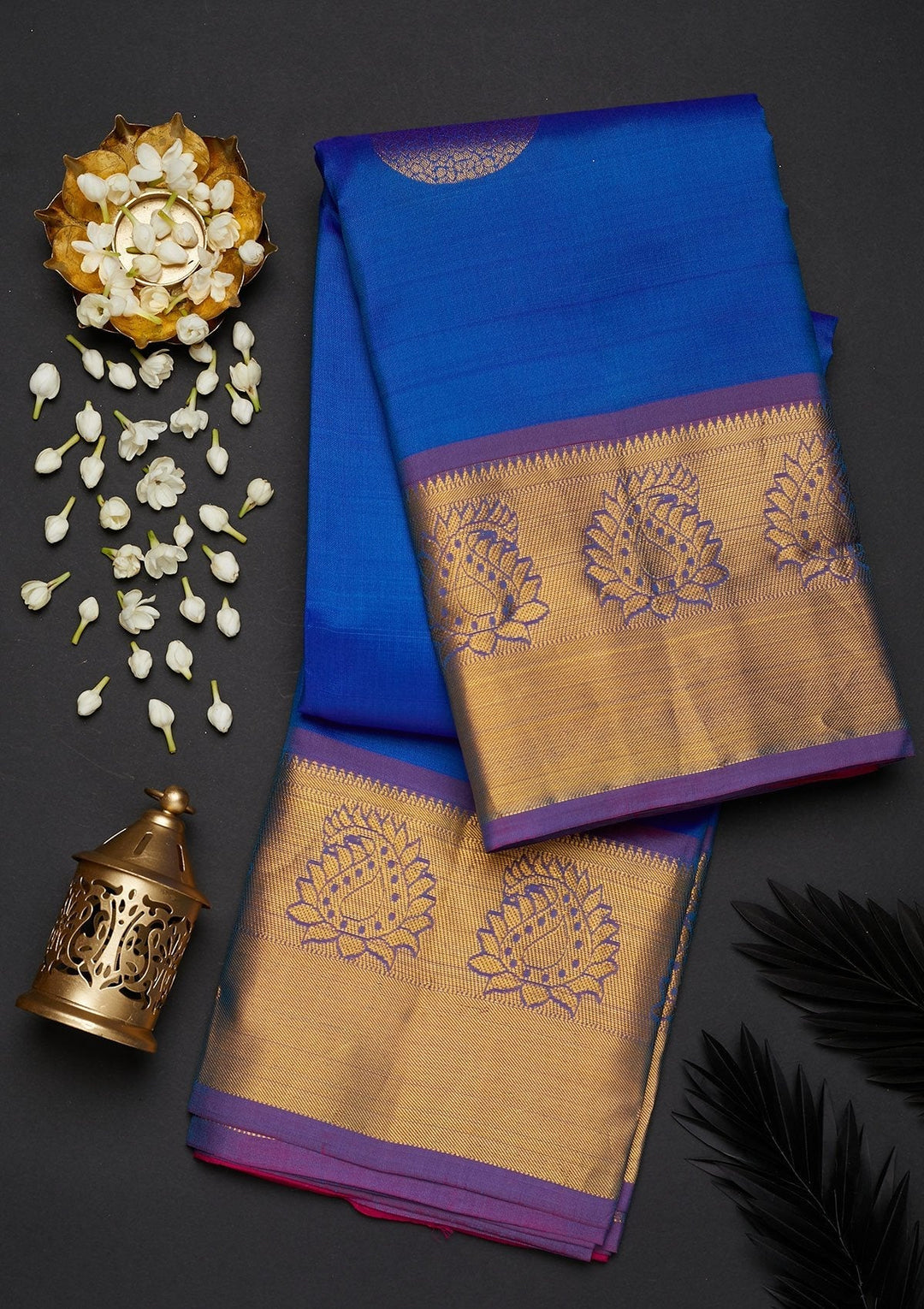 Royal Blue Zariwork Pure Silk Designer Saree - Koskii