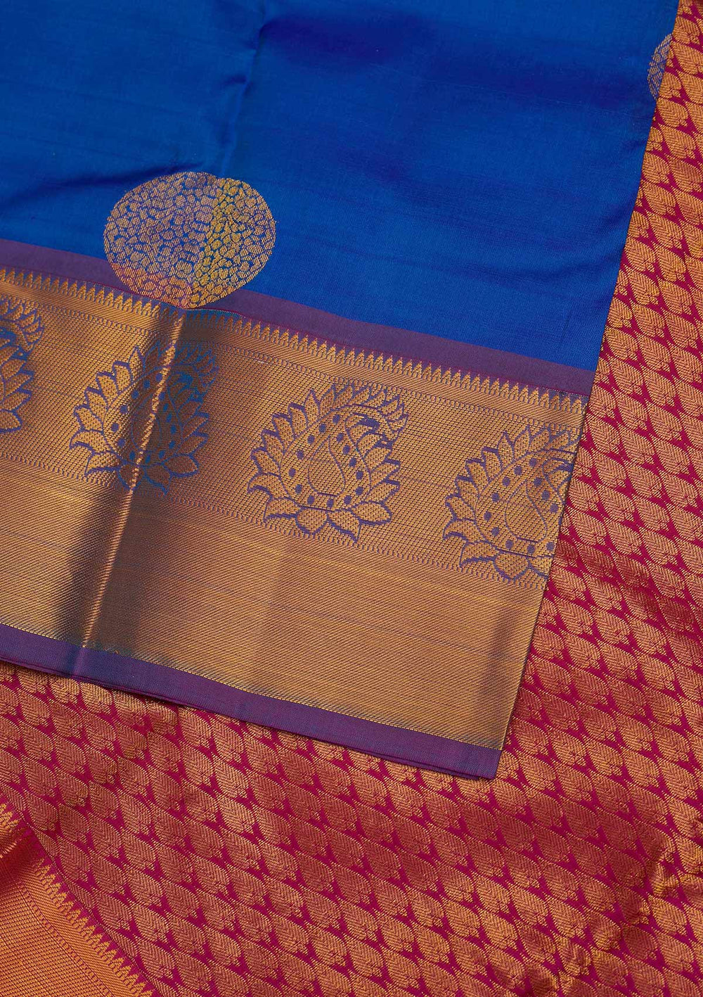 Royal Blue Zariwork Pure Silk Designer Saree - Koskii