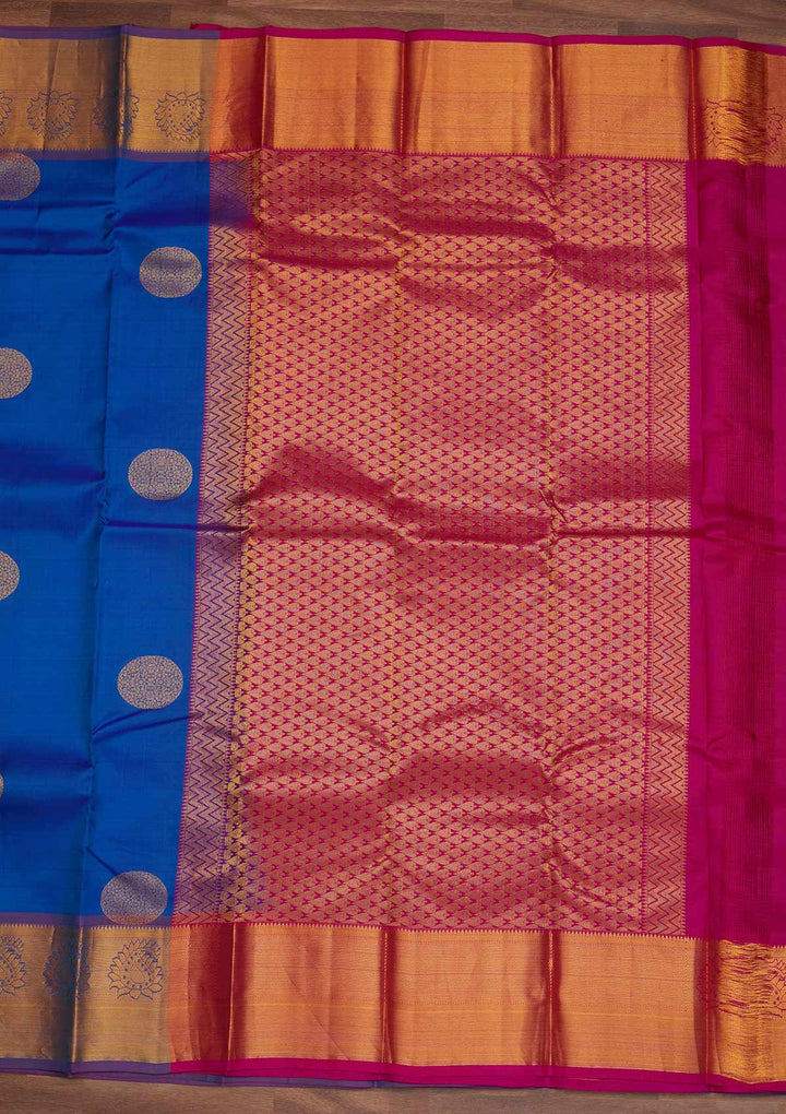 Royal Blue Zariwork Pure Silk Designer Saree - Koskii
