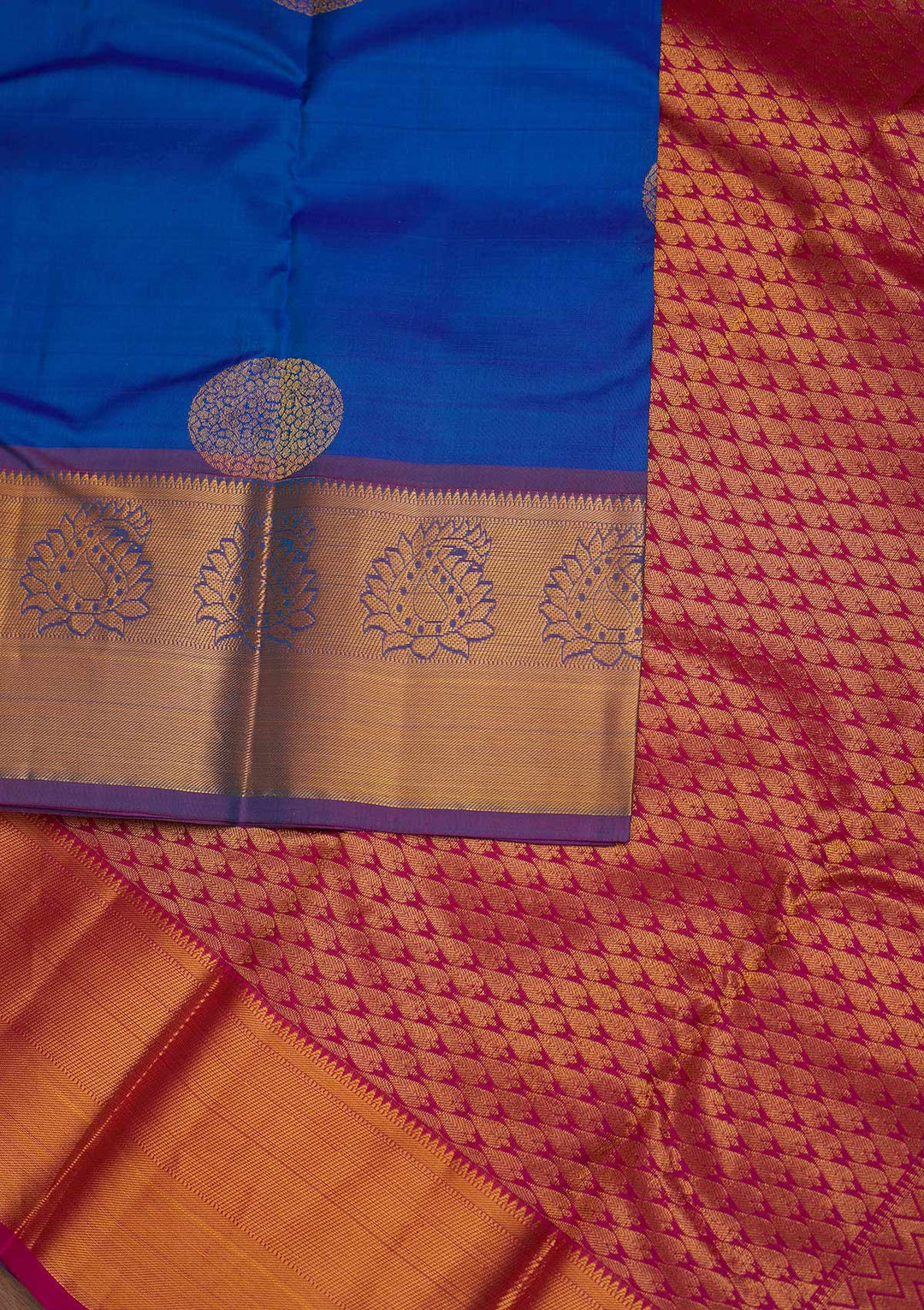 Royal Blue Zariwork Pure Silk Designer Saree - Koskii