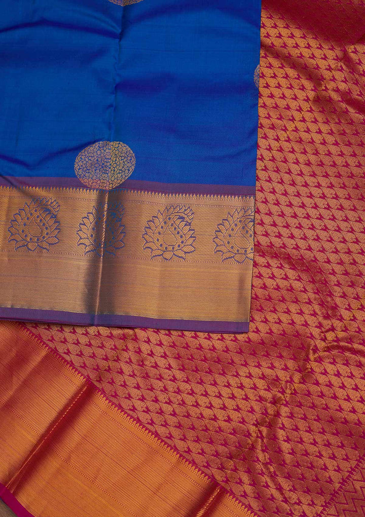 Royal Blue Zariwork Pure Silk Designer Saree - Koskii
