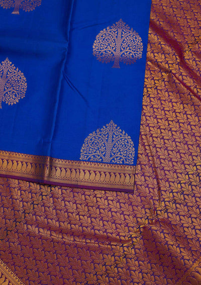 Royal Blue Zariwork Pure Silk Designer Saree - Koskii