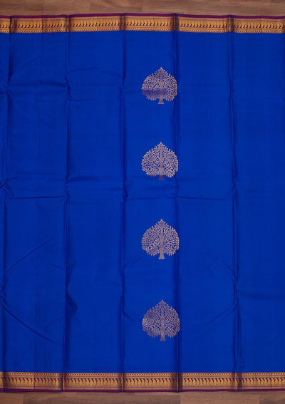 Royal Blue Zariwork Pure Silk Designer Saree - Koskii